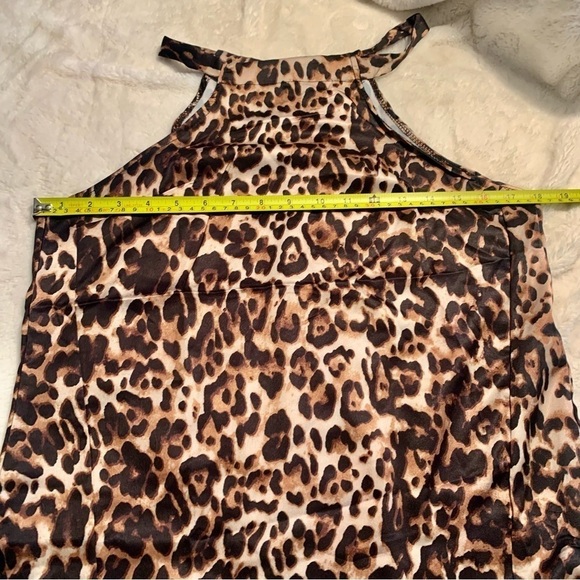 NWT Satin Tank Small OrderPlus Leopard Animal Print Black Brown Beige Keyhole - Picture 14 of 16